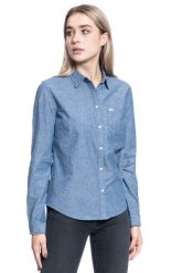 KOSZULA DAMSKA LEE REGURAL SHIRT WASHED BLUE L46AHWLR 112110735. Niebieskie koszule damskie Lee, l, bez wzorów, bez kołnierzyka, bez ramiączek. Za 129.99 zł.