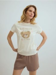 Bawełniana piżama dwuczęściowa - brązowy. Brązowe piżamy damskie Reserved, bez wzorów, z bawełny, bez ramiączek. Za 79.99 zł.