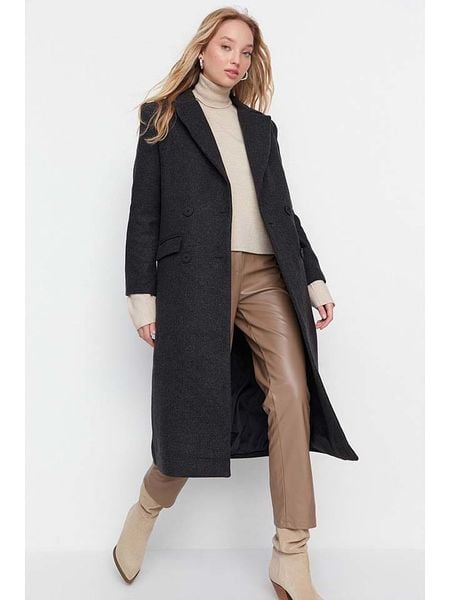 Trendyol Płaszcz przejściowy w kolorze antracytowym rozmiar: 42. Czarne płaszcze damskie Trendyol, bez wzorów, bez kaptura. Za 113.63 zł.