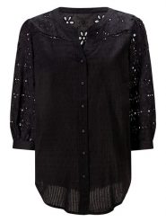 Heine Bluzka w kolorze czarnym rozmiar: 38. Czarne bluzki damskie Heine, bez wzorów, z bawełny, bez kołnierzyka, bez ramiączek. Za 126.99 zł.