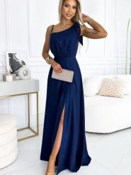 Sukienka Model 528-1 Navy - Numoco. Niebieskie sukienki damskie NUMOCO, bez wzorów, z elastanu, eleganckie, bez ramiączek. Za 477.00 zł.