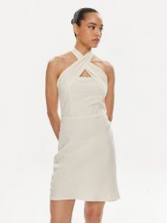Patrizia Pepe Sukienka letnia 2A2779/A052-W362 Écru Regular Fit. Sukienki damskie Patrizia Pepe, bez wzorów, ze lnu, bez ramiączek. Za 649.99 zł.