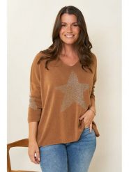 Curvy Lady Sweter w kolorze jasnobrązowym rozmiar: 48/50. Brązowe swetry klasyczne damskie Curvy Lady, bez kołnierzyka. Za 173.60 zł.