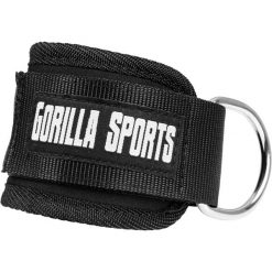 Opaska na kostkę do wyciągu dolnego nylonowa. Czarne paski damskie GORILLA SPORTS, bez wzorów, z nylonu. Za 39.99 zł.