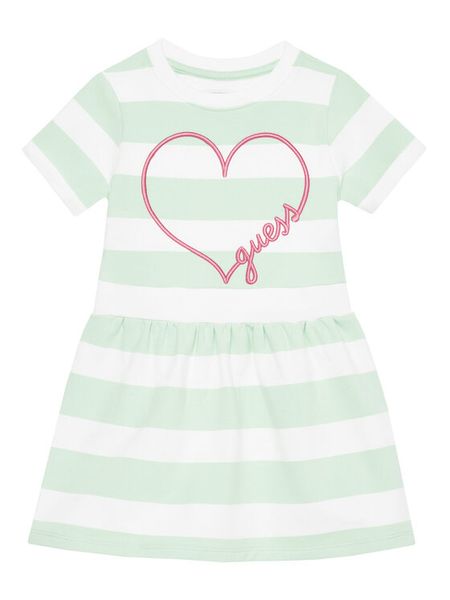 Guess Sukienka codzienna K5GK28 KBOR4 Zielony Regular Fit. Zielone sukienki dziewczęce Guess, z aplikacjami, z bawełny, bez ramiączek, proste. Za 89.99 zł.