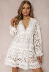 Biała Sukienka Rhodaera. Białe sukienki damskie Renee, bez wzorów, z koronki, boho, bez ramiączek. W wyprzedaży za 195.99 zł.