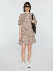 Sukienka damska mini z wiskozy z nadrukiem kremowa Viana 103. Białe sukienki damskie Big Star, bez wzorów, z koronki, bez ramiączek. Za 199.99 zł.