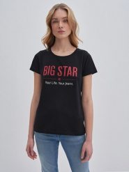 BIG STAR Koszulka w kolorze czarnym rozmiar: XXL. Czarne koszulki damskie Big Star, xxl, bez wzorów, z bawełny, bez kołnierzyka, bez ramiączek. Za 47.99 zł.