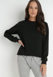 Czarna Bluza Sotear. Czarne bluzy damskie Born2be, l, bez wzorów, z polaru, bez kaptura. Za 34.99 zł.