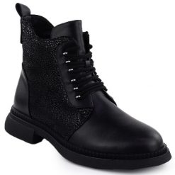 Skórzane botki damskie ocieplane D&A S.Barski Premium Collection 52-612. Botki damskie S.BARSKI, ze skóry, bez obcasa, bez zapięcia. Za 319.99 zł.