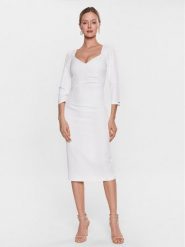Nissa Sukienka codzienna RZ13994 Biały Slim Fit. Białe sukienki damskie Nissa, bez wzorów, z syntetyku, bez ramiączek. Za 999.99 zł.