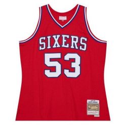 Koszulka Philadelphia 76ers Swingman 1979/80. Czerwone koszulki damskie Mitchell & Ness, bez wzorów, z poliesteru, bez kołnierzyka, bez ramiączek. Za 517.00 zł.