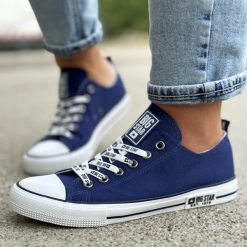 Granatowe tekstylne trampki damskie Big Star Kk274103. Niebieskie trampki damskie Big Star, bez wzorów, z tkaniny, bez zapięcia. Za 115.00 zł.