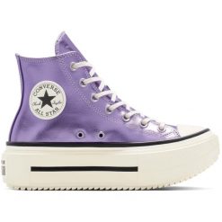 Buty sportowe Converse Chuck Taylor All Star Lift Double Stack Platform Metallic. Fioletowe obuwie sportowe damskie Converse, z syntetyku, bez zapięcia. Za 421.60 zł.