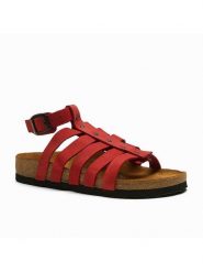 Comfortfusse Skórzane sandały "Ares" w kolorze czerwonym rozmiar: 36. Czerwone sandały damskie Comfortfüße, bez wzorów, z nubiku, z otwartym noskiem, bez obcasa, bez zapięcia. Za 260.99 zł.