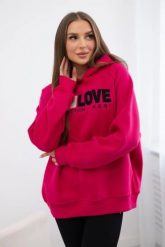 Bluza bawełniana ocieplana z kapturem Love fuksja. Czerwone bluzy damskie KESI, l, bez wzorów, z bawełny, z kapturem. Za 250.94 zł.