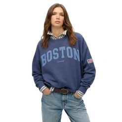 Bluza damska Superdry Athletic Essentials. Niebieskie bluzy damskie Superdry, na wiosnę, m, bez wzorów, prążkowane, bez kaptura. Za 302.35 zł.