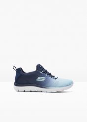Sneakersy Skechers z pianką memory. Niebieskie obuwie sportowe casual damskie bonprix, bez zapięcia. Za 269.99 zł.