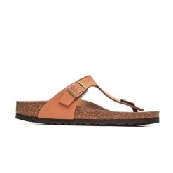 Japonki damskie Birkenstock Gizeh. Żółte klapki damskie Birkenstock, bez wzorów, z materiału, bez obcasa, bez zapięcia. Za 339.00 zł.