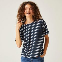 Abaya damska koszulka. Niebieskie bluzki damskie Regatta, bez wzorów, z bawełny, casualowe, bez kołnierzyka, bez ramiączek. Za 153.50 zł.