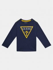Guess Bluzka N84I24 K8HM0 Granatowy Regular Fit. Niebieskie t-shirty i koszulki chłopięce Guess, z aplikacjami, z bawełny, bez kołnierzyka, bez ramiączek. Za 89.99 zł.