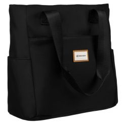 Shopperka materiałowa Rovicky R-TZ-01 czarna. Czarne shopper bag ROVICKY, bez wzorów, z materiału, małe, bez dodatków. Za 41.99 zł.