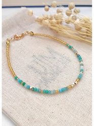 Atelier MIU Bransoletka z turkusami na kostkę - dł. 21 cm rozmiar: onesize. Bransoletki damskie atelier MIU, z mosiądzu. Za 30.99 zł.