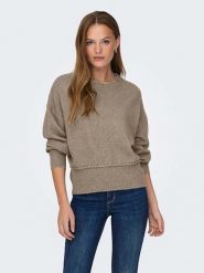 ONLY Sweter w kolorze szarobrązowym rozmiar: XL. Brązowe swetry klasyczne damskie Only, xl, ze splotem, bez kołnierzyka. Za 70.24 zł.