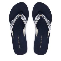 Japonki Tommy Hilfiger. Niebieskie klapki damskie Tommy Hilfiger, bez wzorów, bez obcasa, bez zapięcia. Za 229.99 zł.