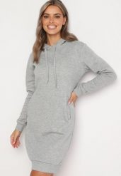 Jasnoszara Tunika Bluza z Bawełną Kapturem i Sznurkami Mivilora. Szare bluzy damskie Born2be, l, bez wzorów, z bawełny, z kapturem. Za 69.99 zł.