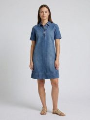 MOSS COPENHAGEN Sukienka dżinsowa "Turo" w kolorze niebieskim rozmiar: S. Niebieskie sukienki damskie Moss Copenhagen, bez wzorów, z bawełny, bez ramiączek. Za 201.55 zł.