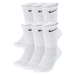 Skarpety Unisex Adult Everyday Cushioned (zestaw 6 Sztuk). Białe skarpetki damskie Nike, bez wzorów, z bawełny. Za 155.99 zł.