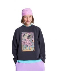 Bluza dla Kobiety LINEUP TERRY Czarny. Szare bluzy damskie Roxy, m, bez wzorów, z bawełny, bez kaptura. Za 174.99 zł.