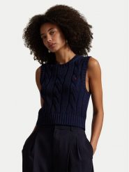 Polo Ralph Lauren Sweter 211959295002 Granatowy Slim Fit. Niebieskie swetry klasyczne damskie Polo Ralph Lauren, xs, z bawełny, bez kołnierzyka. Za 739.99 zł.