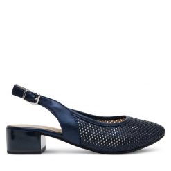 Sandały Caprice. Niebieskie sandały damskie Caprice, bez wzorów, bez obcasa, na słupku, bez zapięcia. Za 339.99 zł.