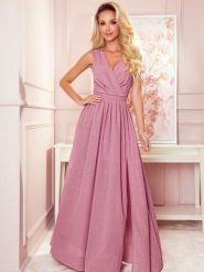 Sukienka Model Justine 362-1 Powder Pink Brokat - Numoco. Różowe sukienki damskie NUMOCO, bez wzorów, z bawełny, wizytowe, bez ramiączek. Za 771.65 zł.