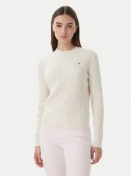 Tommy Hilfiger Sweter WW0WW44993 Écru Regular Fit. Białe swetry klasyczne damskie Tommy Hilfiger, xs, z bawełny, bez kołnierzyka. Za 529.99 zł.