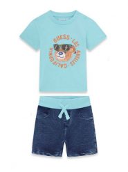 Guess Komplet t-shirt i spodenki I6GG05 K8HM4 Turkusowy Regular Fit. Niebieskie t-shirty i koszulki chłopięce Guess, z aplikacjami, z bawełny, bez kołnierzyka, bez ramiączek. Za 214.99 zł.