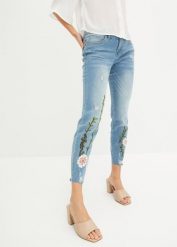 Jeansy skinny, średni stan, z dodatkiem stretchu. Niebieskie jeansy damskie bonprix. Za 149.99 zł.
