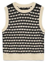 Vero Moda Bezrękawnik w kolorze czarno-beżowym rozmiar: XL. Brązowe swetry klasyczne damskie Vero Moda, xl, z bawełny, bez kołnierzyka. Za 87.40 zł.