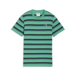 Młodzieżowa koszulka Essentials w paski PUMA. Zielona koszulki damskie Puma, m, bez wzorów, bez kołnierzyka, bez ramiączek. Za 99.00 zł.