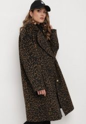 Brązowy Klasyczny Płaszcz z Paskiem w Talii Elwari. Brązowe płaszcze damskie Born2be, l, bez wzorów, bez kaptura. Za 369.99 zł.