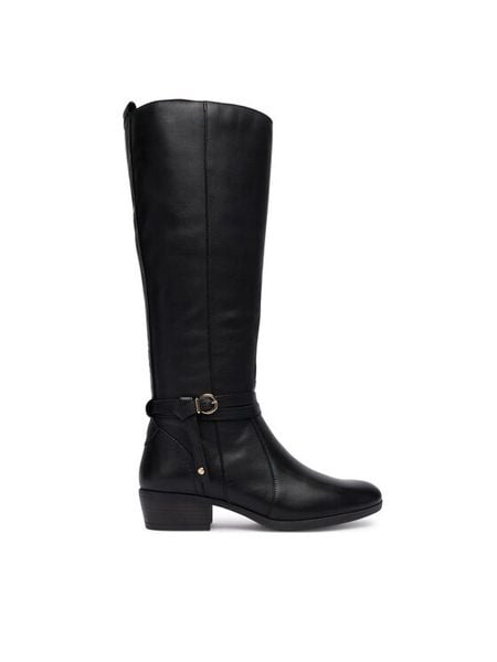 Pikolinos Kozaki W1U-9764 Czarny. Czarne kozaki damskie Pikolinos, ze skóry, bez obcasa, na płaskiej podeszwie, bez zapięcia. Za 809.99 zł.