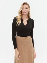 Marciano Guess Bluzka Tina 3BGP09 6136A Czarny Regular Fit. Czarne bluzki damskie Marciano Guess, s, z aplikacjami, z wiskozy, bez kołnierzyka, bez ramiączek. Za 329.99 zł.