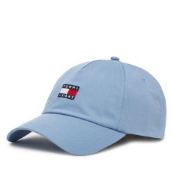 Czapka z daszkiem Tommy Jeans. Niebieskie czapki z daszkiem damskie Tommy Jeans, bez wzorów, z jeansu. Za 119.99 zł.