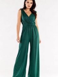 Kombinezon Model A552 Bottle Green - awama. Zielone kombinezony damskie Awama, l, bez wzorów, z elastanu, bez kołnierzyka, bez ramiączek. Za 398.95 zł.