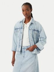 Tommy Jeans Kurtka jeansowa DW0DW23471 Niebieski Relaxed Fit. Niebieskie kurtki damskie Tommy Jeans, xl, bez wzorów, z bawełny, bez kaptura. Za 649.99 zł.