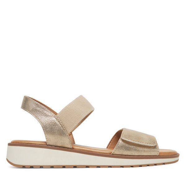 Sandały Clara Barson. Żółte sandały damskie Clara Barson, bez wzorów, bez obcasa, na płaskiej podeszwie, bez zapięcia. Za 119.99 zł.