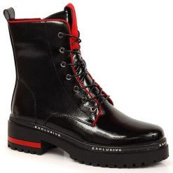 Workery damskie lakierowane ocieplane czarne Filippo DBT3108. Czarne botki damskie Filippo, z lakierowanej skóry, eleganckie, bez obcasa, bez zapięcia. Za 249.99 zł.