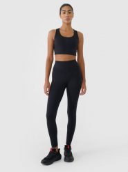 4F Legginsy treningowe z wysokim stanem damskie - czarne S. Czarne legginsy damskie 4F, s, bez wzorów, z dzianiny. Za 119.99 zł.
